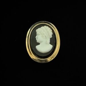 Vintage Gold and Black Cameo Brooch